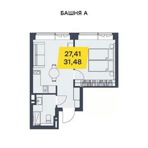 1-к квартира, вторичка, 31м2, 13/29 этаж