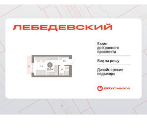 Студия квартира, вторичка, 21м2, 7/12 этаж