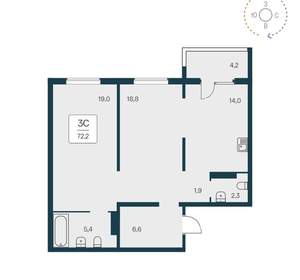 3-к квартира, вторичка, 72м2, 17/17 этаж