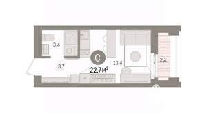 Студия квартира, вторичка, 23м2, 14/16 этаж
