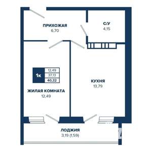 1-к квартира, строящийся дом, 40м2, 17/17 этаж
