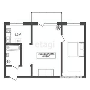 2-к квартира, вторичка, 46м2, 3/5 этаж