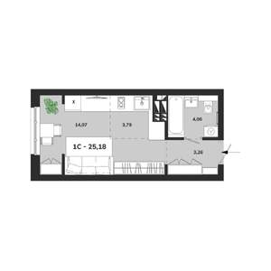 1-к квартира, вторичка, 25м2, 17/25 этаж