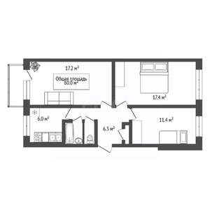 3-к квартира, вторичка, 60м2, 5/5 этаж