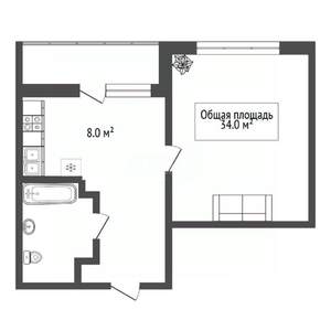 1-к квартира, вторичка, 34м2, 14/17 этаж