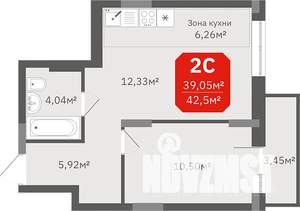 1-к квартира, строящийся дом, 43м2, 6/17 этаж