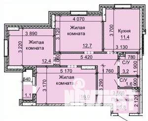 3-к квартира, вторичка, 74м2, 16/16 этаж