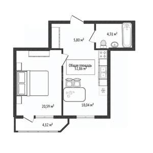 2-к квартира, вторичка, 49м2, 18/24 этаж