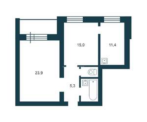2-к квартира, вторичка, 60м2, 4/4 этаж