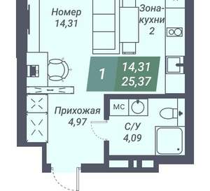 Студия квартира, вторичка, 25м2, 8/23 этаж