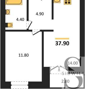 1-к квартира, вторичка, 38м2, 8/8 этаж