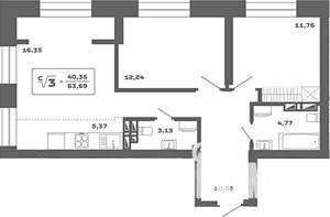 2-к квартира, вторичка, 64м2, 24/25 этаж