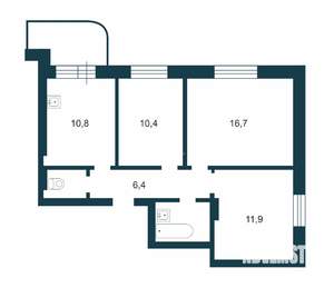 3-к квартира, вторичка, 62м2, 16/19 этаж