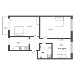 3-к квартира, вторичка, 63м2, 5/5 этаж