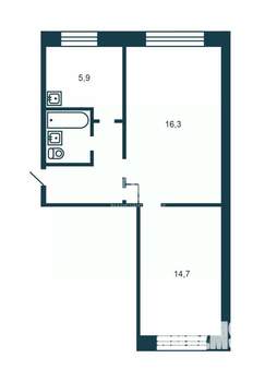 2-к квартира, вторичка, 45м2, 1/5 этаж