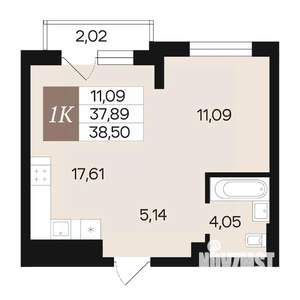 1-к квартира, вторичка, 39м2, 5/10 этаж