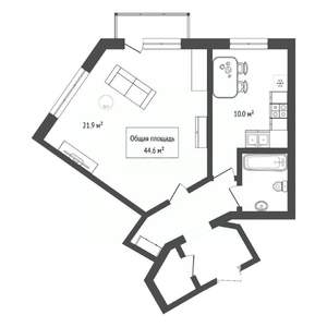 2-к квартира, вторичка, 45м2, 5/8 этаж