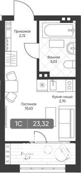 Студия квартира, вторичка, 21м2, 21/22 этаж