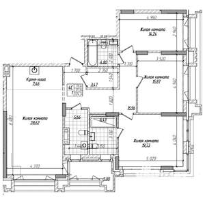 3-к квартира, вторичка, 122м2, 8/28 этаж