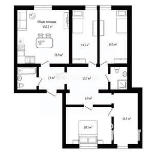 4-к квартира, вторичка, 131м2, 1/5 этаж