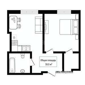 2-к квартира, вторичка, 38м2, 16/19 этаж