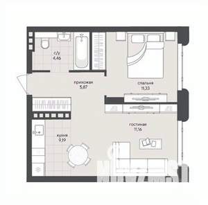 1-к квартира, вторичка, 42м2, 3/8 этаж