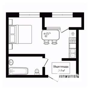 Студия квартира, вторичка, 30м2, 7/24 этаж