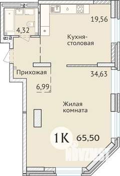 1-к квартира, сданный дом, 65м2, 1/23 этаж