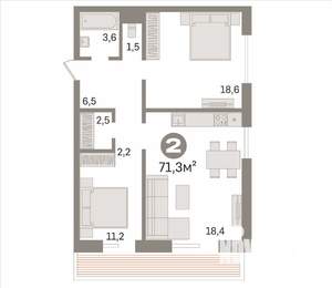 3-к квартира, вторичка, 71м2, 13/18 этаж