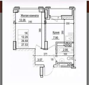 1-к квартира, вторичка, 27м2, 25/30 этаж