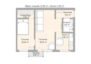 2-к квартира, вторичка, 44м2, 5/5 этаж