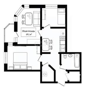 3-к квартира, вторичка, 69м2, 21/26 этаж
