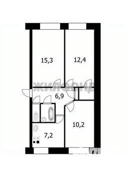 3-к квартира, вторичка, 57м2, 1/5 этаж