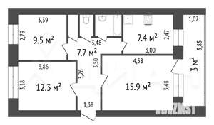 3-к квартира, вторичка, 62м2, 2/6 этаж