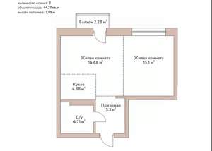 2-к квартира, вторичка, 44м2, 9/11 этаж