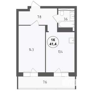 1-к квартира, вторичка, 41м2, 4/18 этаж