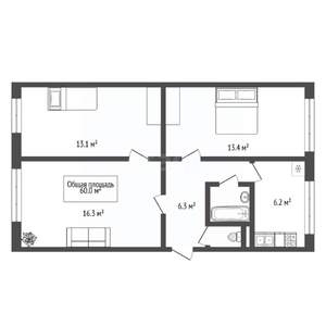 3-к квартира, вторичка, 60м2, 1/5 этаж