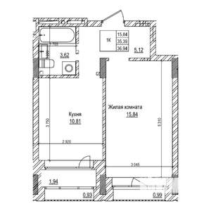 1-к квартира, вторичка, 35м2, 21/21 этаж