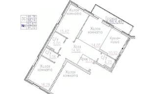 3-к квартира, строящийся дом, 97м2, 11/24 этаж