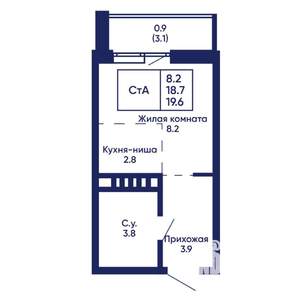 Студия квартира, вторичка, 20м2, 6/14 этаж