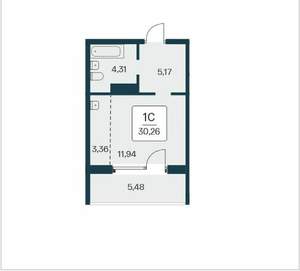 Студия квартира, вторичка, 30м2, 3/25 этаж