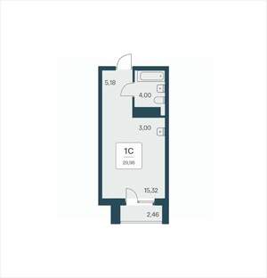 Студия квартира, вторичка, 30м2, 16/25 этаж