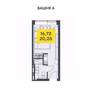Студия квартира, вторичка, 20м2, 13/29 этаж