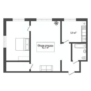 2-к квартира, вторичка, 43м2, 2/5 этаж