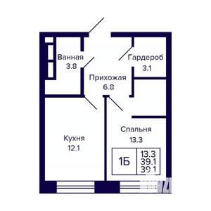 1-к квартира, вторичка, 39м2, 21/23 этаж
