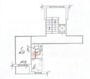 1-к квартира, вторичка, 30м2, 6/9 этаж