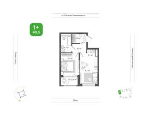 2-к квартира, вторичка, 41м2, 4/11 этаж