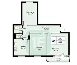 3-к квартира, вторичка, 66м2, 3/10 этаж