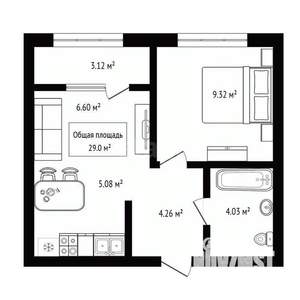 1-к квартира, вторичка, 29м2, 6/7 этаж
