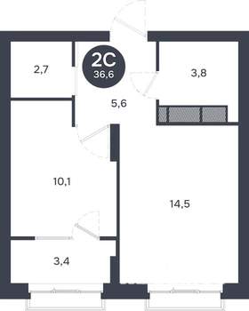 1-к квартира, строящийся дом, 37м2, 14/17 этаж